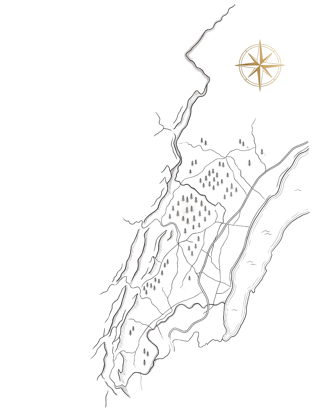 Carte dessinée du Pays de Gex, entre le Jura et la frontière suisse