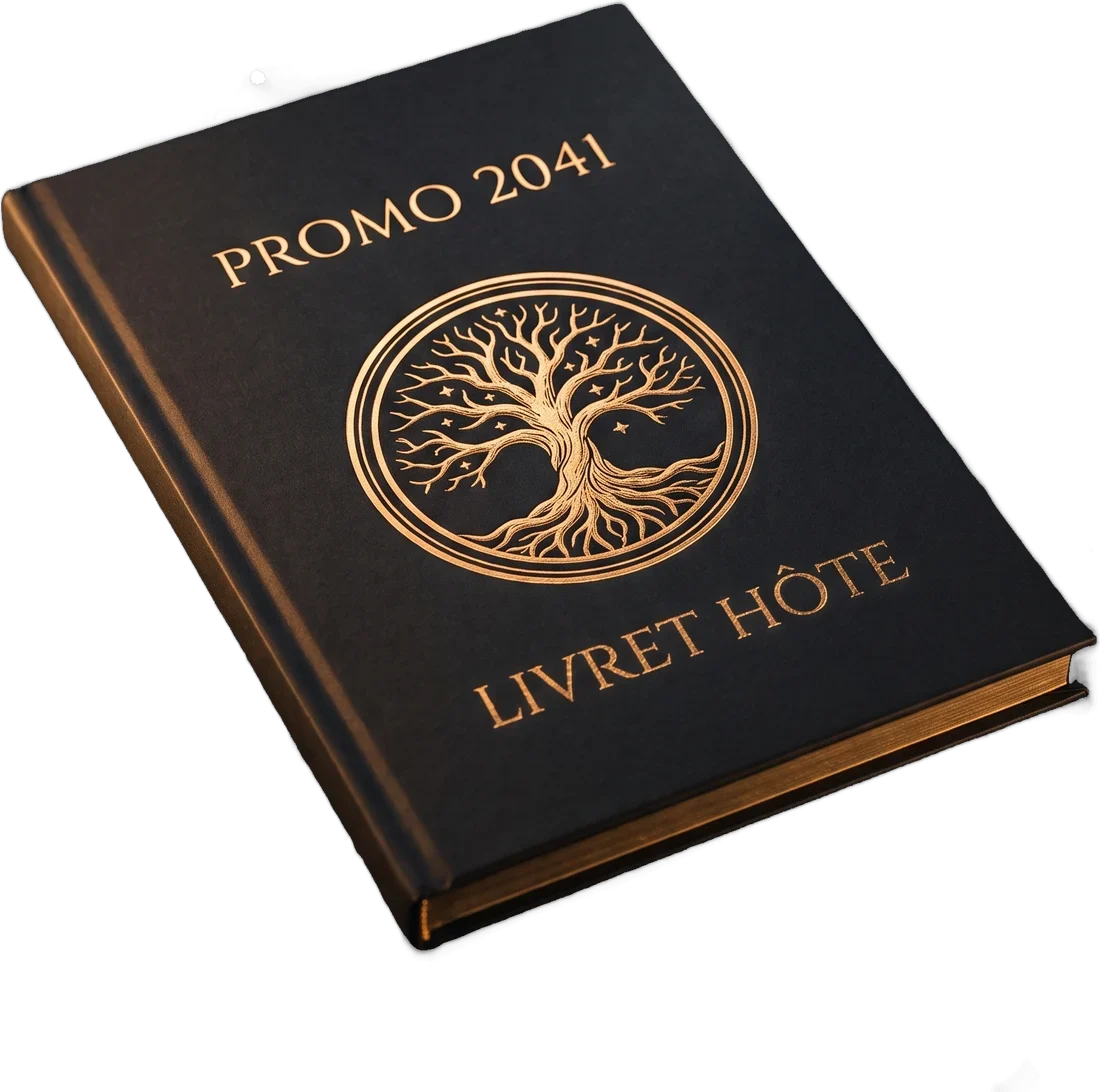 Le livret noir et or de l’hôte de Promo 2041